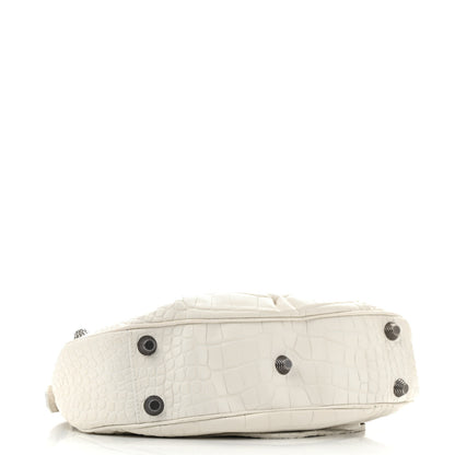 Balenciaga Extra Supple Calfskin Crocodile Embossed Small Le Cagole Shoulder Bag White 5 of 18