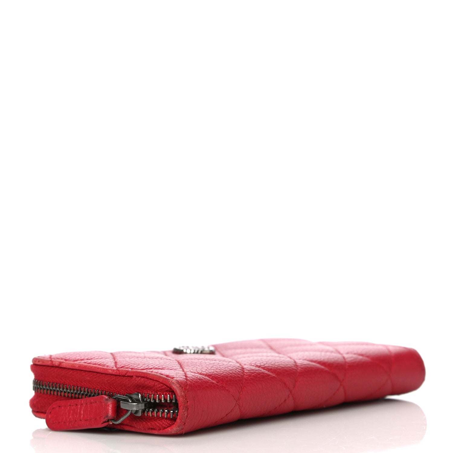 Chanel Caviar Quilted Small Zip Around Wallet Red 4 of 19