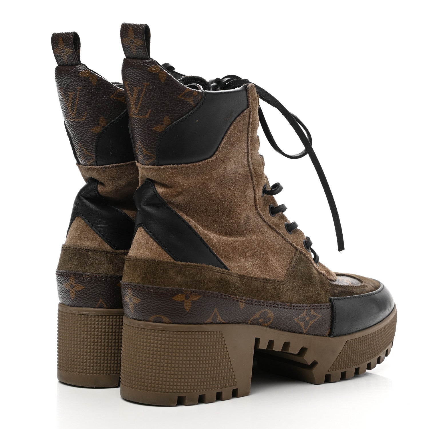 Louis Vuitton Suede Calfskin Monogram Laureate Platform Desert Boots 38 Taupe 4 of 15