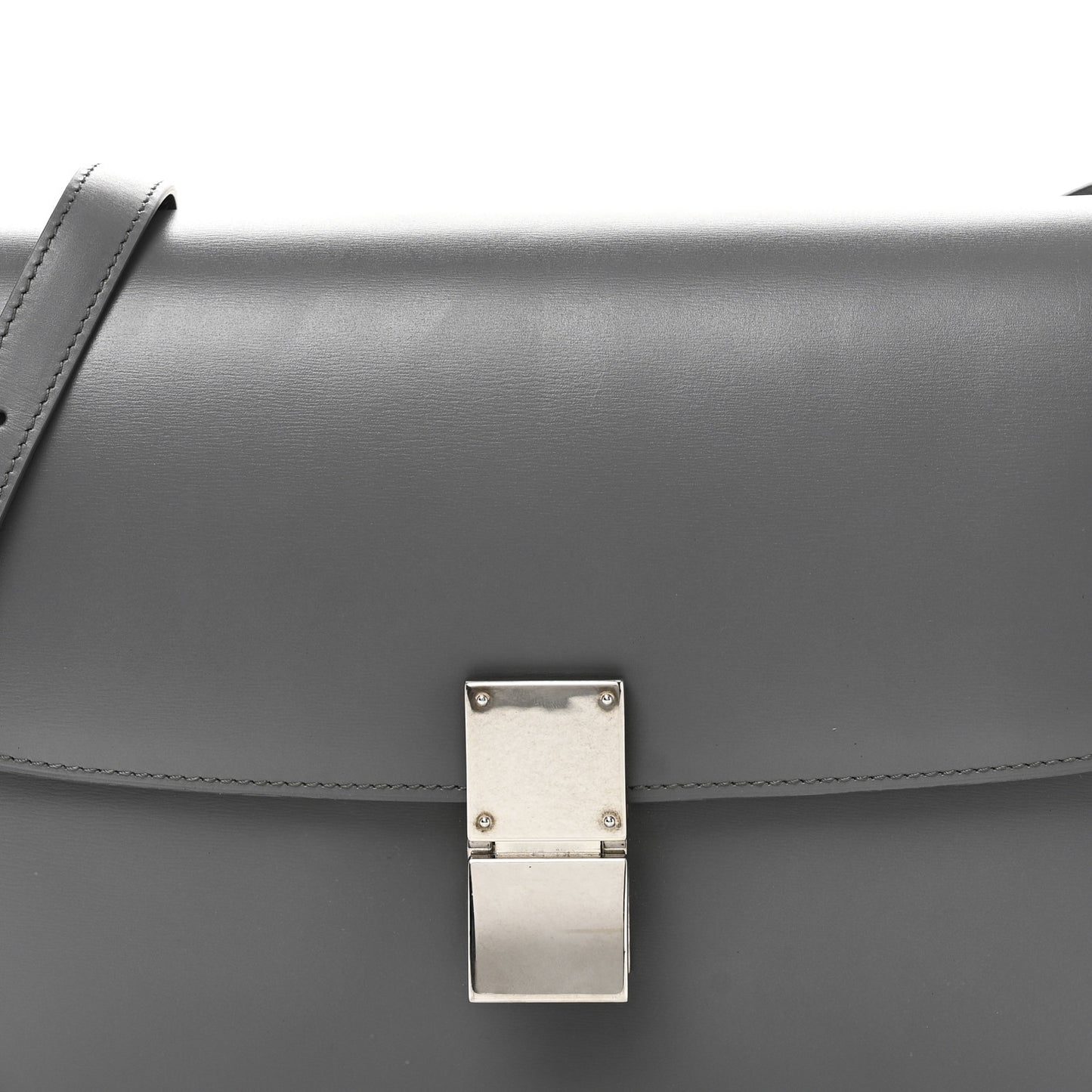 Box Calfskin Medium Classic Box Flap Bag Zinc