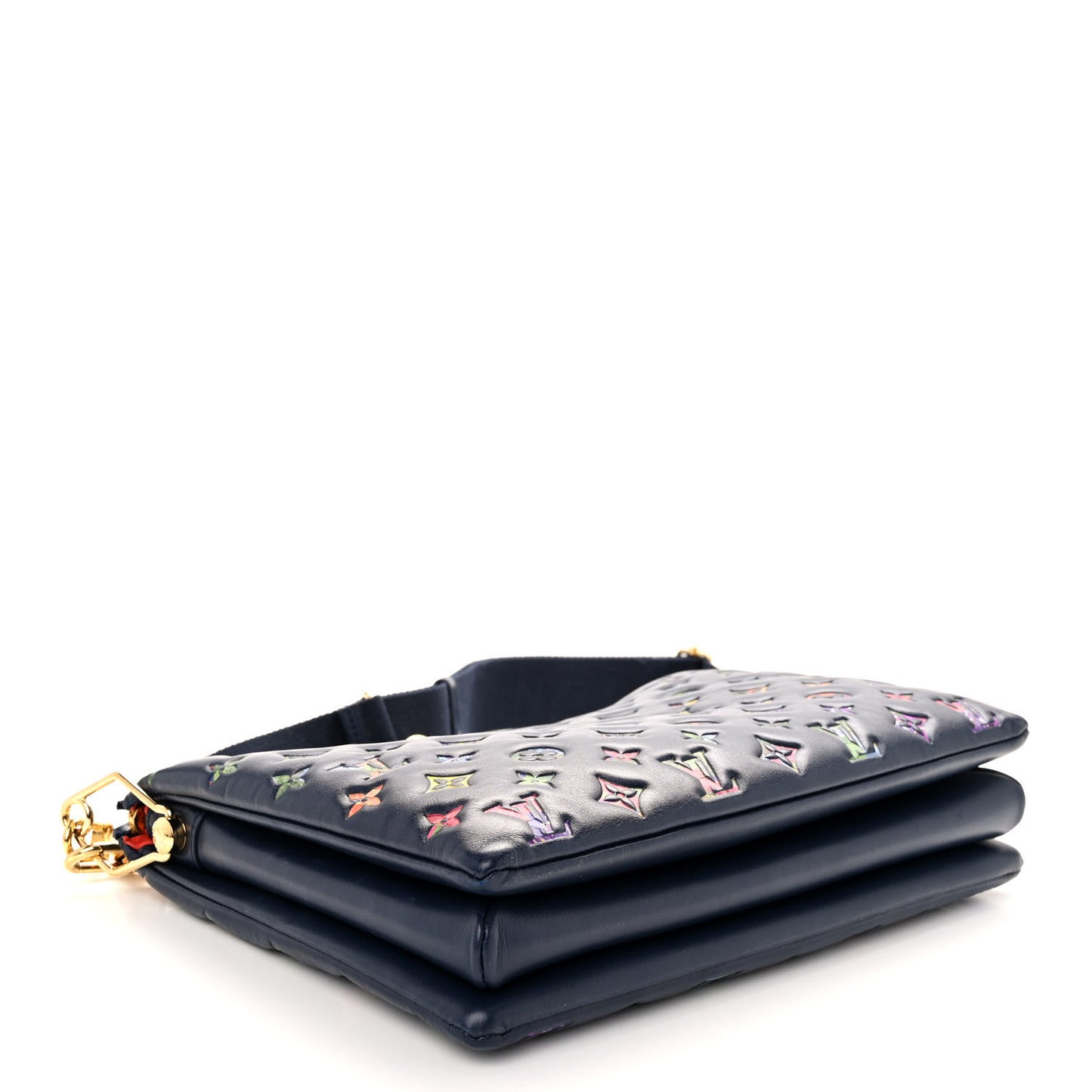 Lambskin Embossed Monogram LV Garden Coussin MM Navy Blue