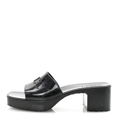 Gucci Rubber Gucci Logo Womens Platform 20/60mm Slide Sandals 36 Black 1 of 9