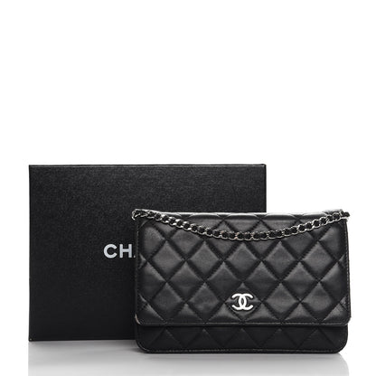 Chanel Lambskin Quilted Wallet On Chain WOC Black 19 of 19