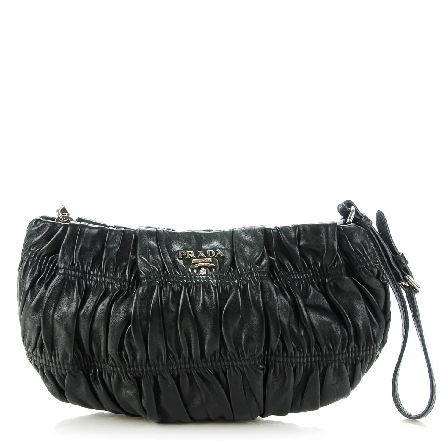 Prada Nappa Gaufre Wristlet Clutch Nero Black 1 of 8
