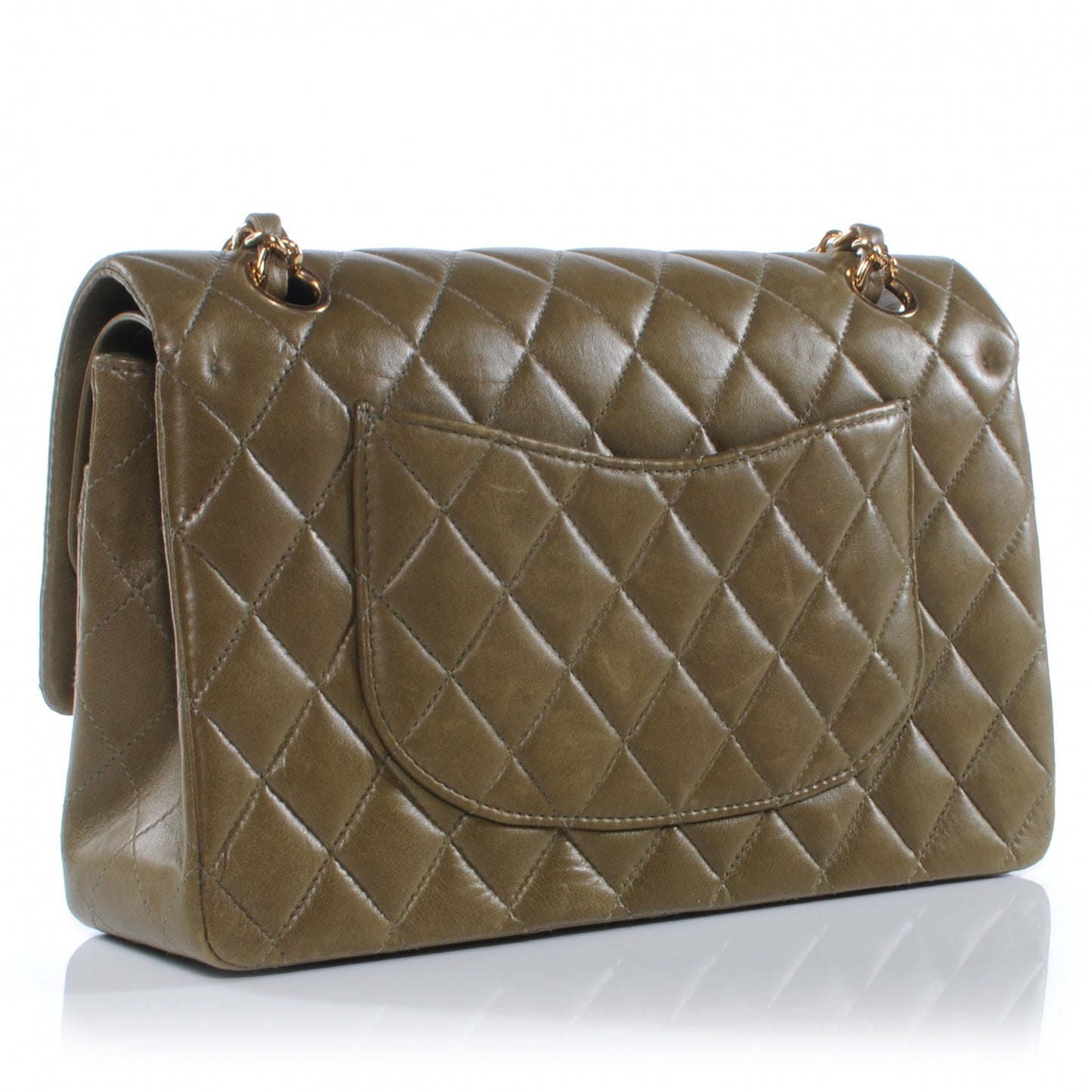 Lambskin Medium Double Flap Green