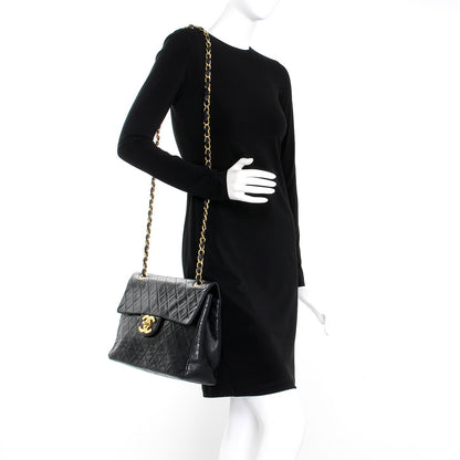 Chanel Lambskin Quilted XL Jumbo Single Flap Black 2 of 9