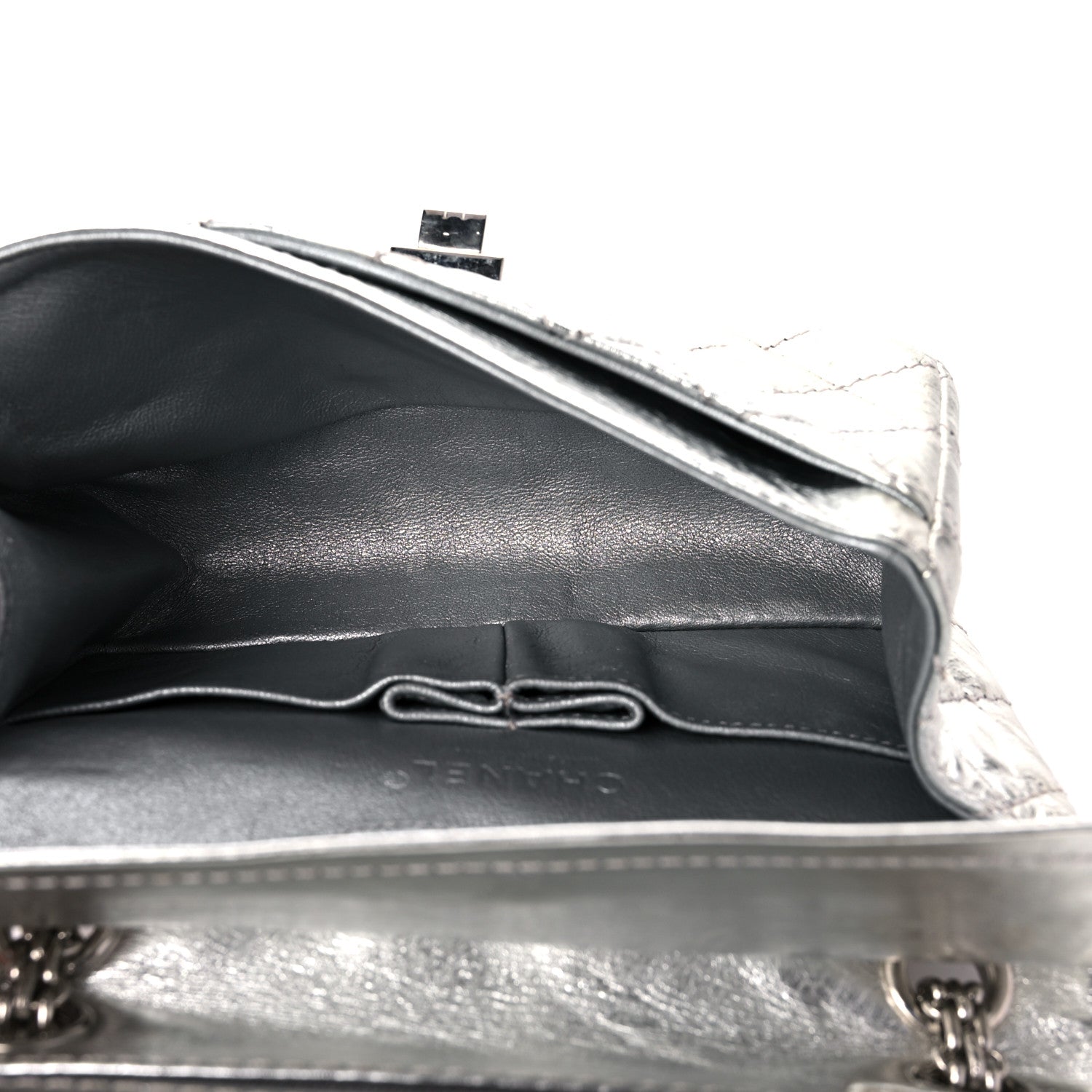 Chanel Metallic Aged Calfskin Quilted 2.55 Reissue 224 Flap Silver 5 of 12