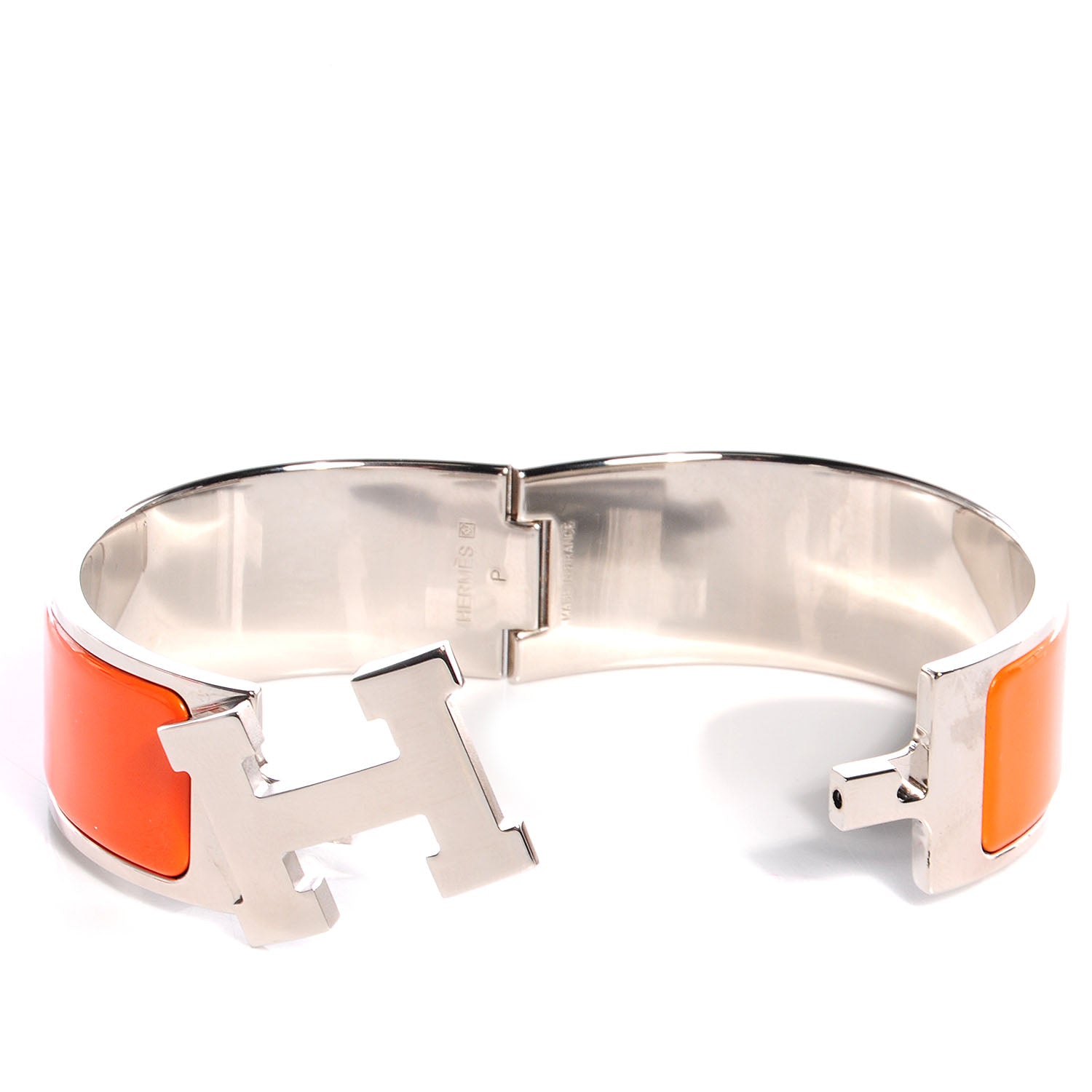 Hermes Enamel Wide Clic Clac H Bracelet GM Orange 3 of 4