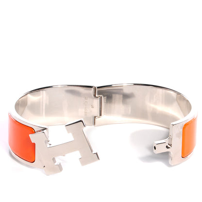 Hermes Enamel Wide Clic Clac H Bracelet GM Orange 3 of 4