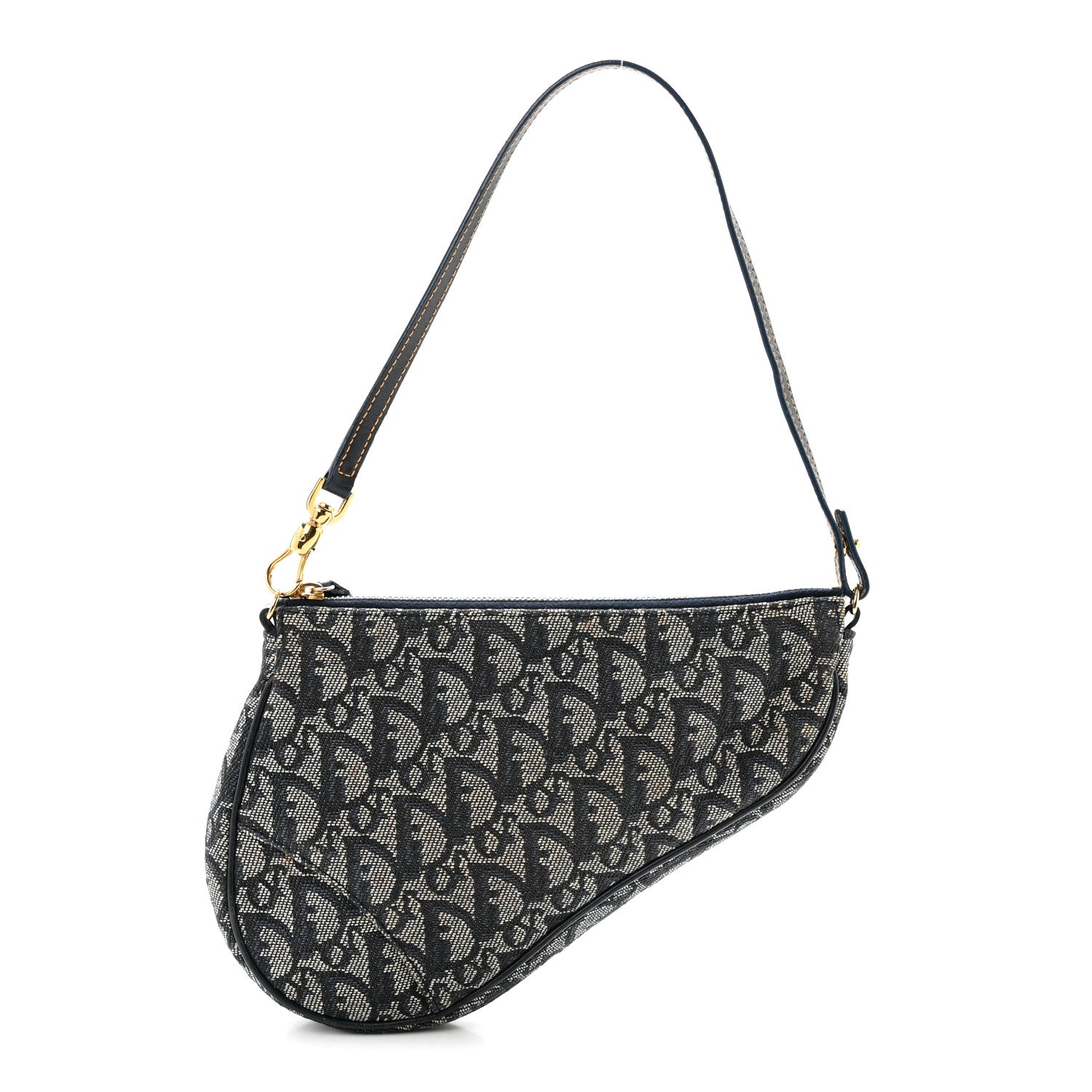Christian Dior Monogram Mini Saddle Pochette Navy 1 of 10