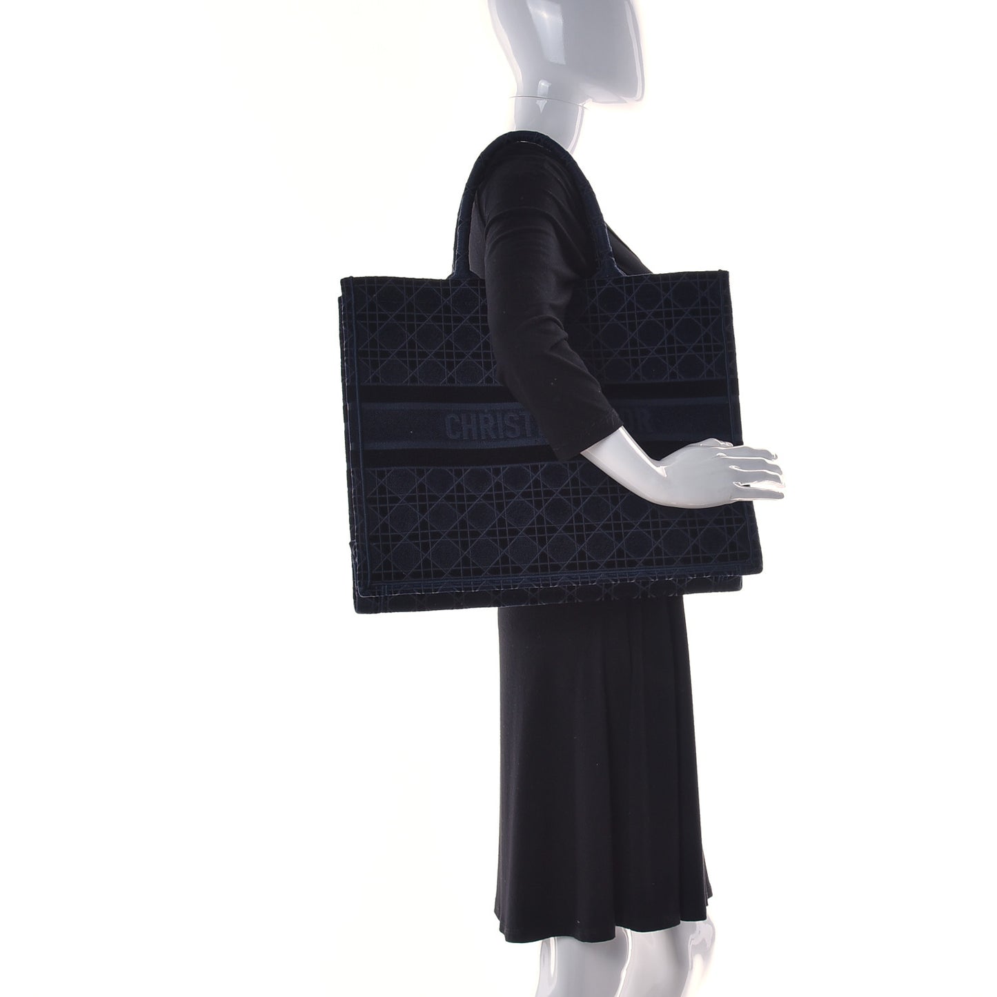 Velvet Cannage Large Book Tote Navy Blue