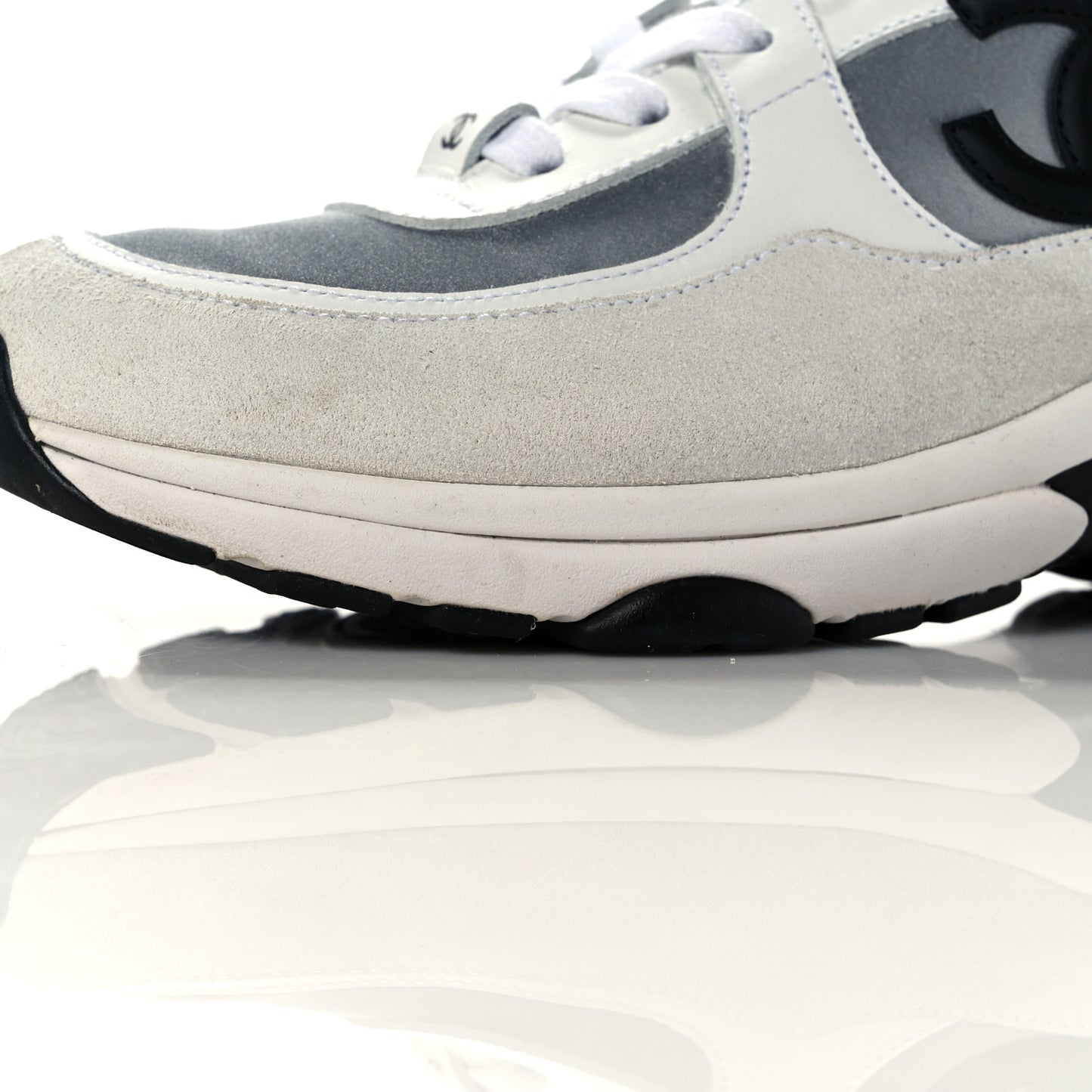 Calfskin Fabric Sneakers 37 White Silver Fluo Blue