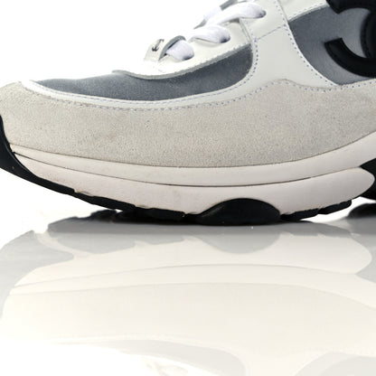 Chanel Calfskin Fabric Sneakers 37 White Silver Fluo Blue 8 of 10