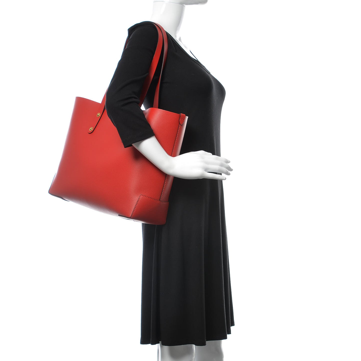 Calfskin Crest Embossed Small Tote Rust Red