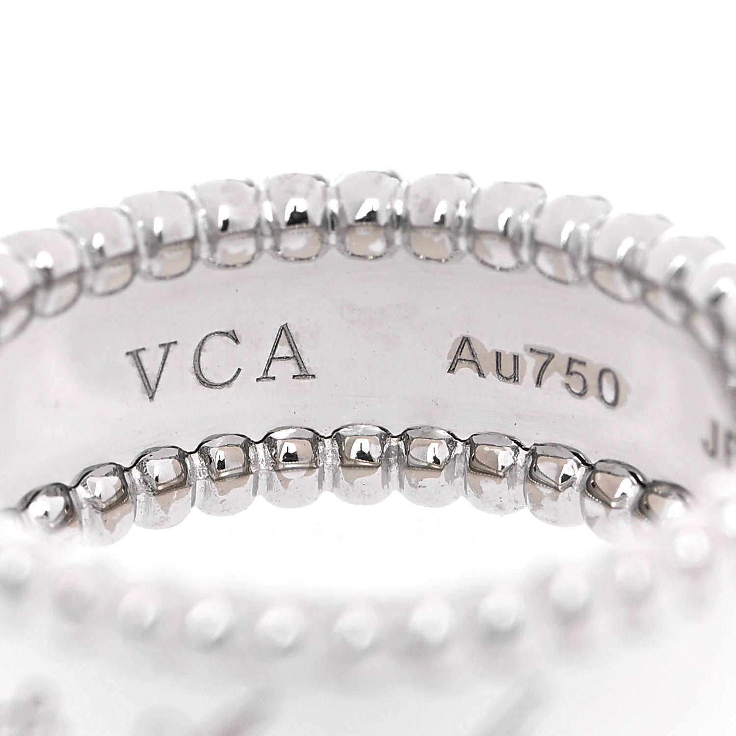 Van Cleef & Arpels 18K White Gold Perlee Signature Ring 53 6.5 4 of 5