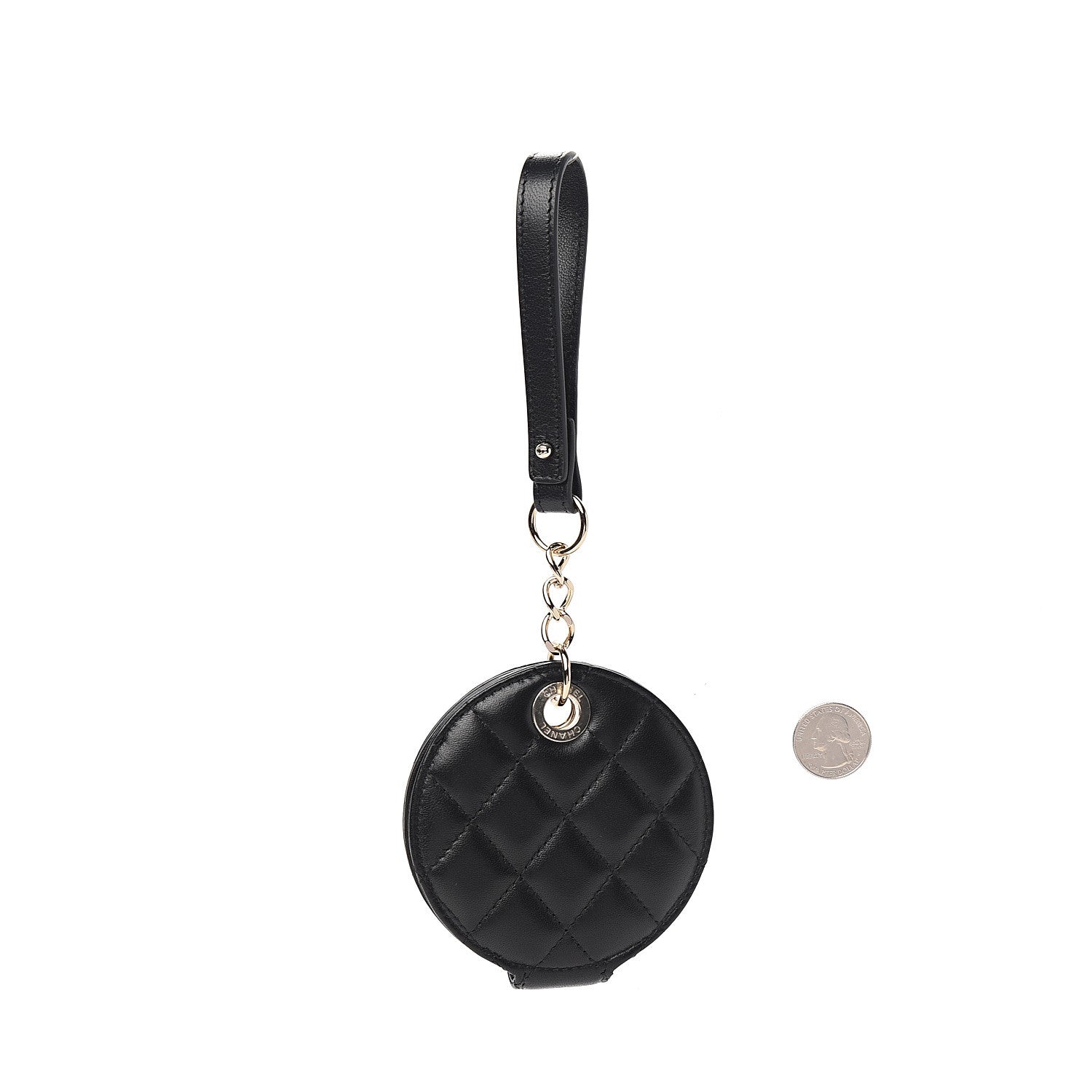 Chanel Lambskin Quilted Round Luggage Tag Black 2 of 7