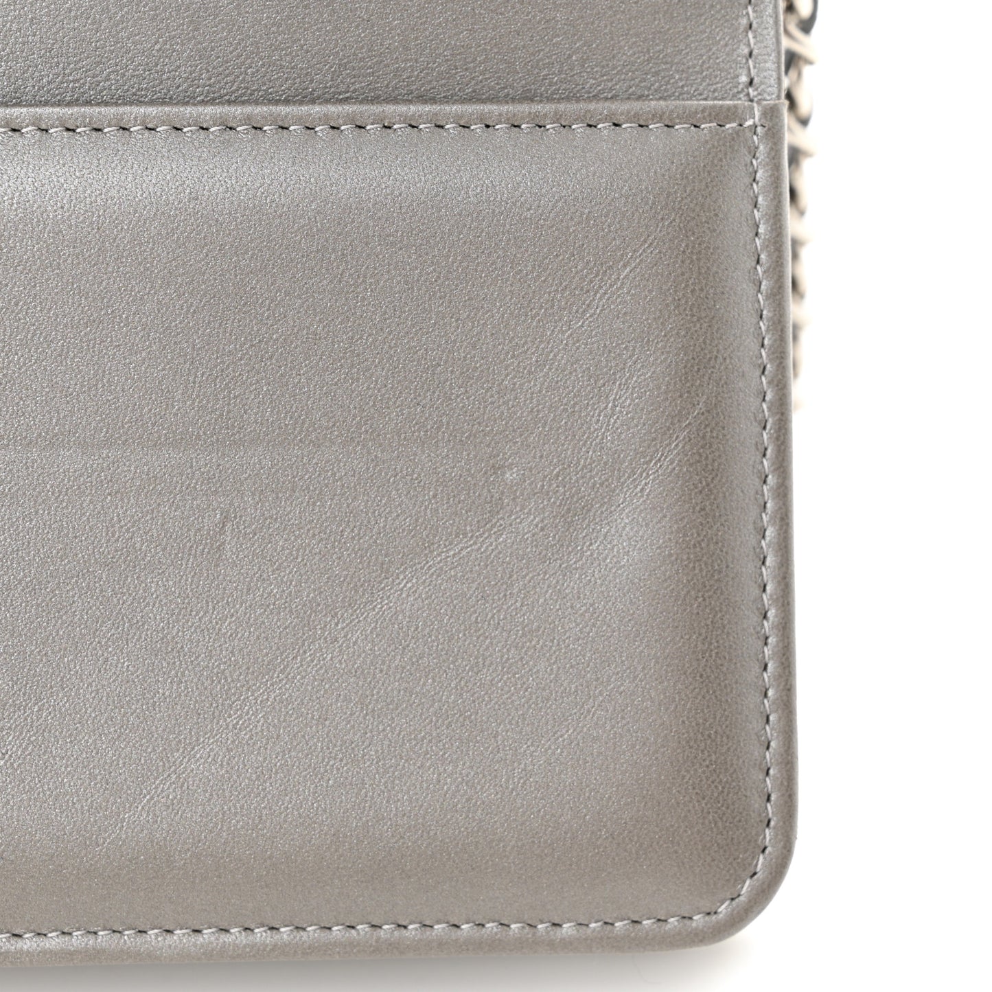 Lambskin Crystal Quilted Wallet On Chain WOC Grey