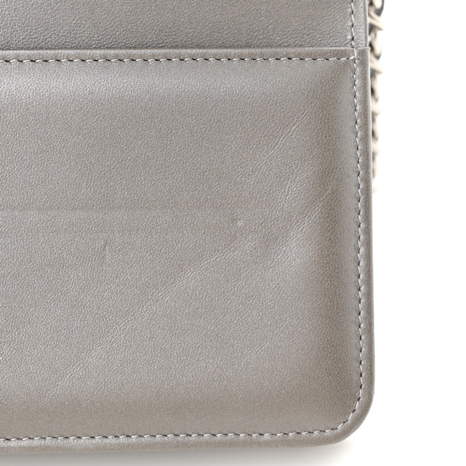 Chanel Lambskin Crystal Quilted Wallet On Chain WOC Grey 14 of 15