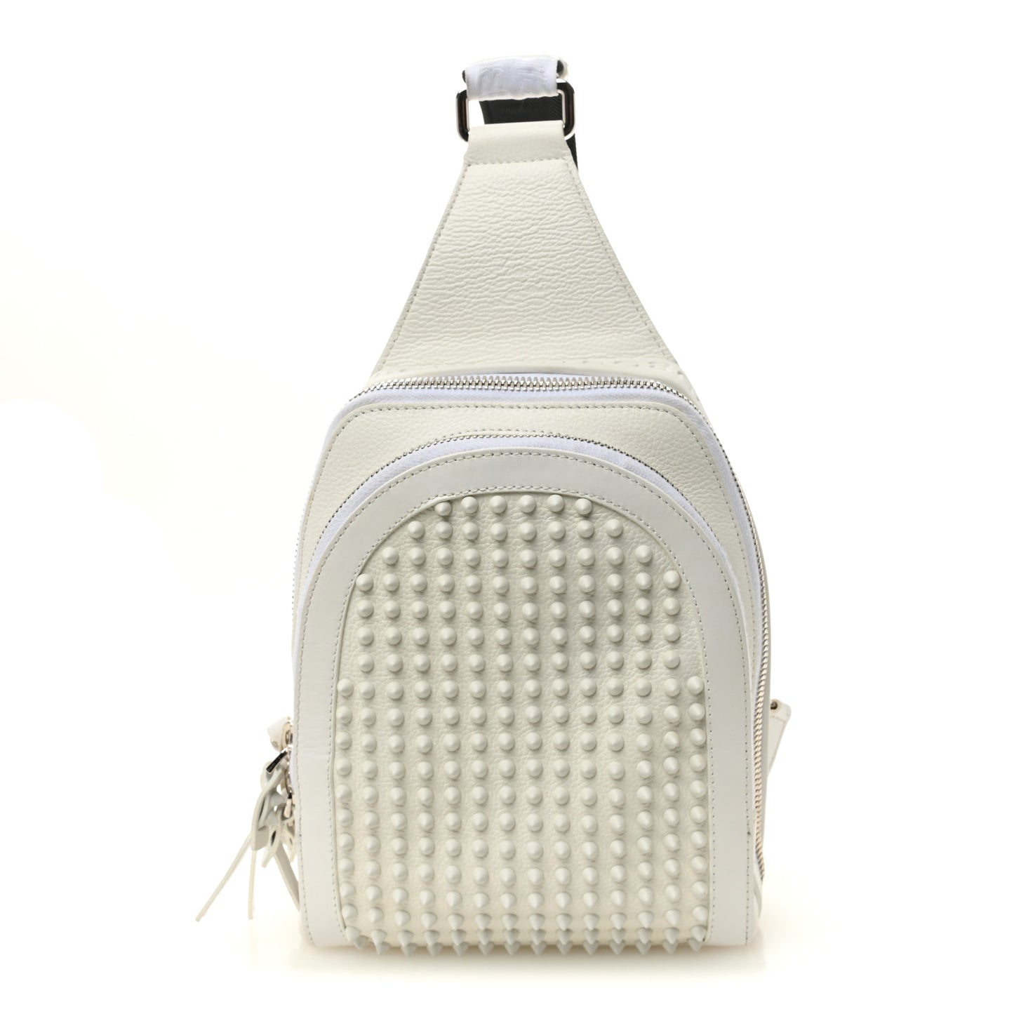 Calfskin Mens Loubifunk Spiked Bag White