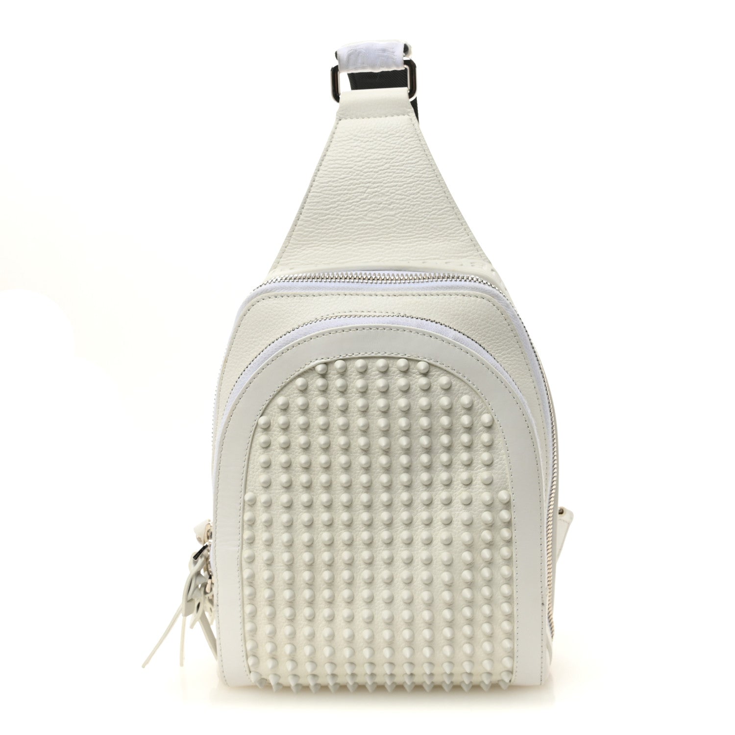 Christian Louboutin Calfskin Mens Loubifunk Spiked Bag White 1 of 12