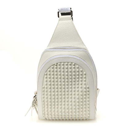 Christian Louboutin Calfskin Mens Loubifunk Spiked Bag White 1 of 12