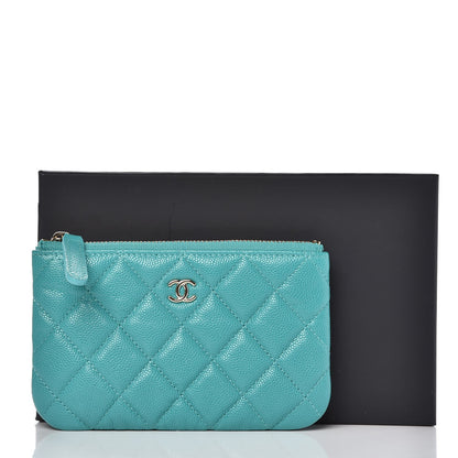 Chanel Caviar Quilted Small Cosmetic Case Turquoise 8 of 8