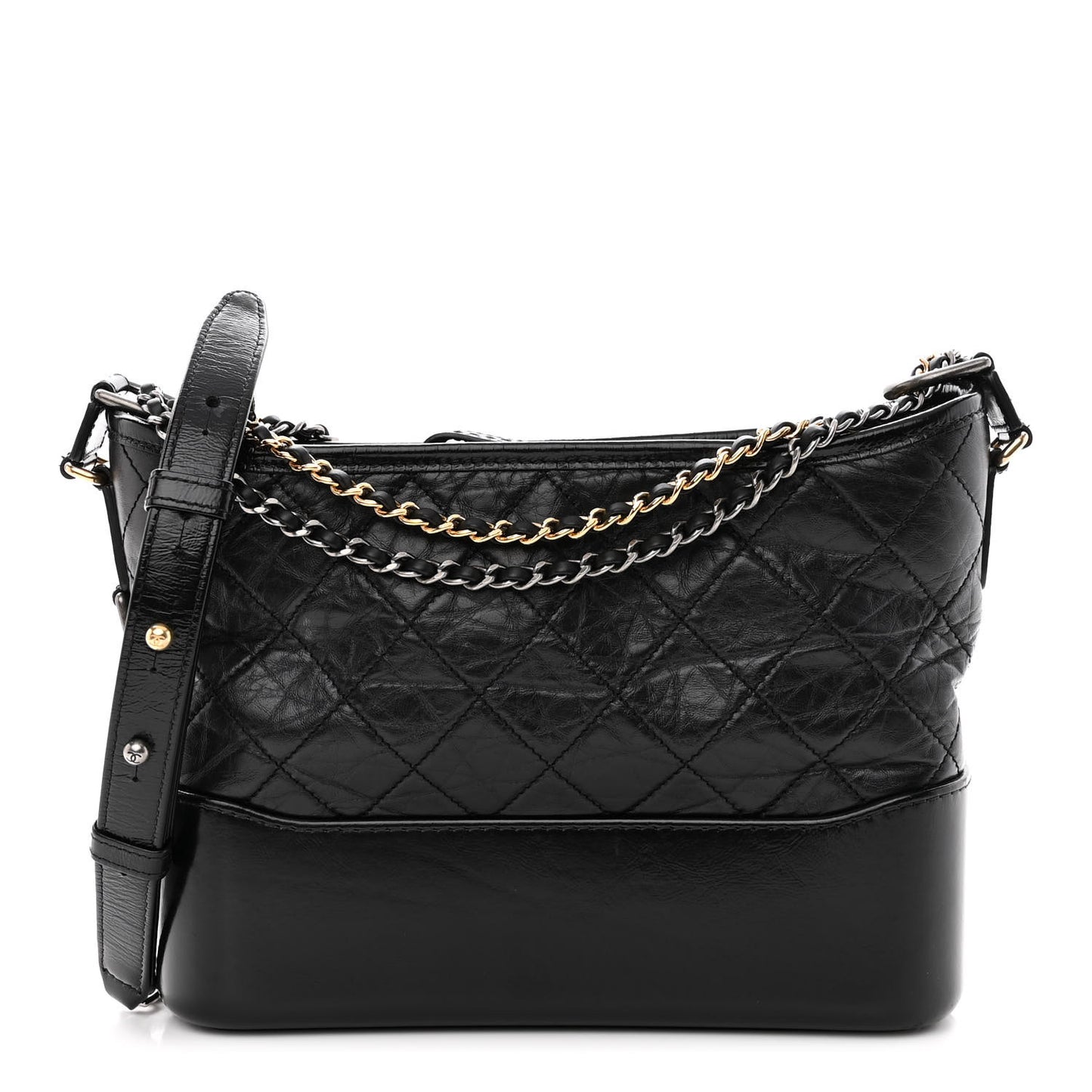 Aged Calfskin Quilted New Medium Gabrielle Hobo Black