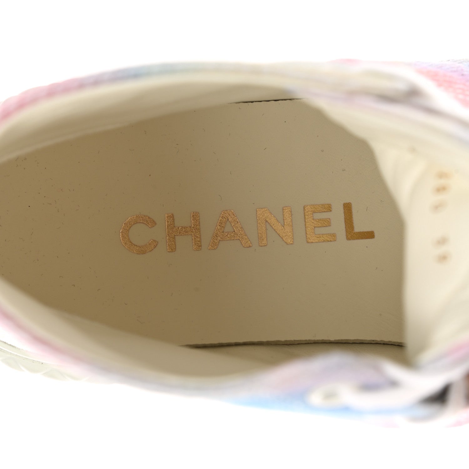 Chanel Printed Fabric High Top CC Sneakers 39 Green Pink Blue White 7 of 9