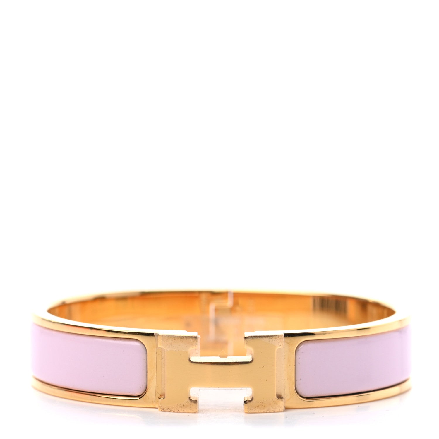 Hermes Enamel Narrow Clic Clac H Bracelet PM Rose Dragee 1 of 3