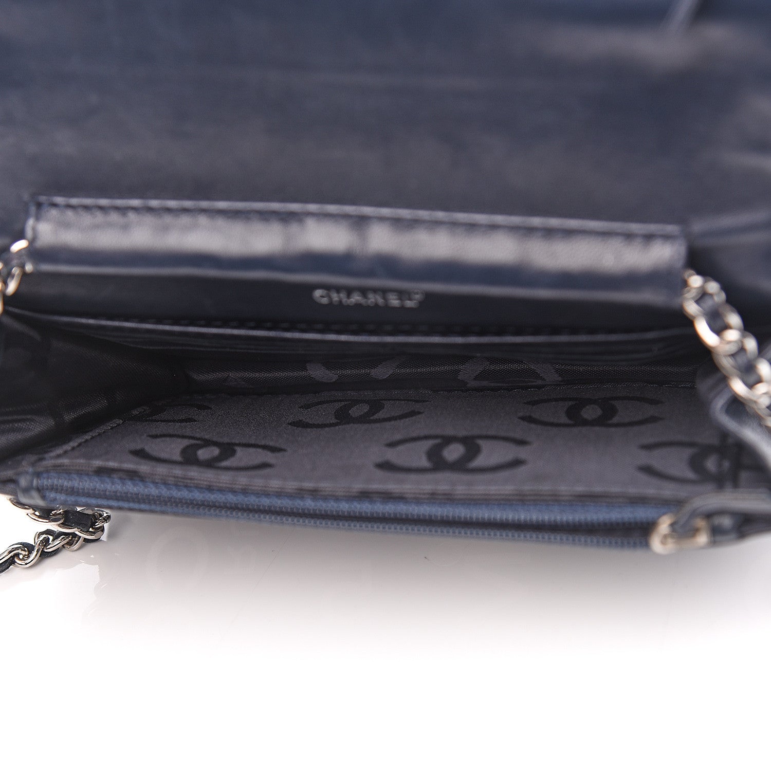 Chanel Denim Coco Wallet On Chain WOC Blue 4 of 12