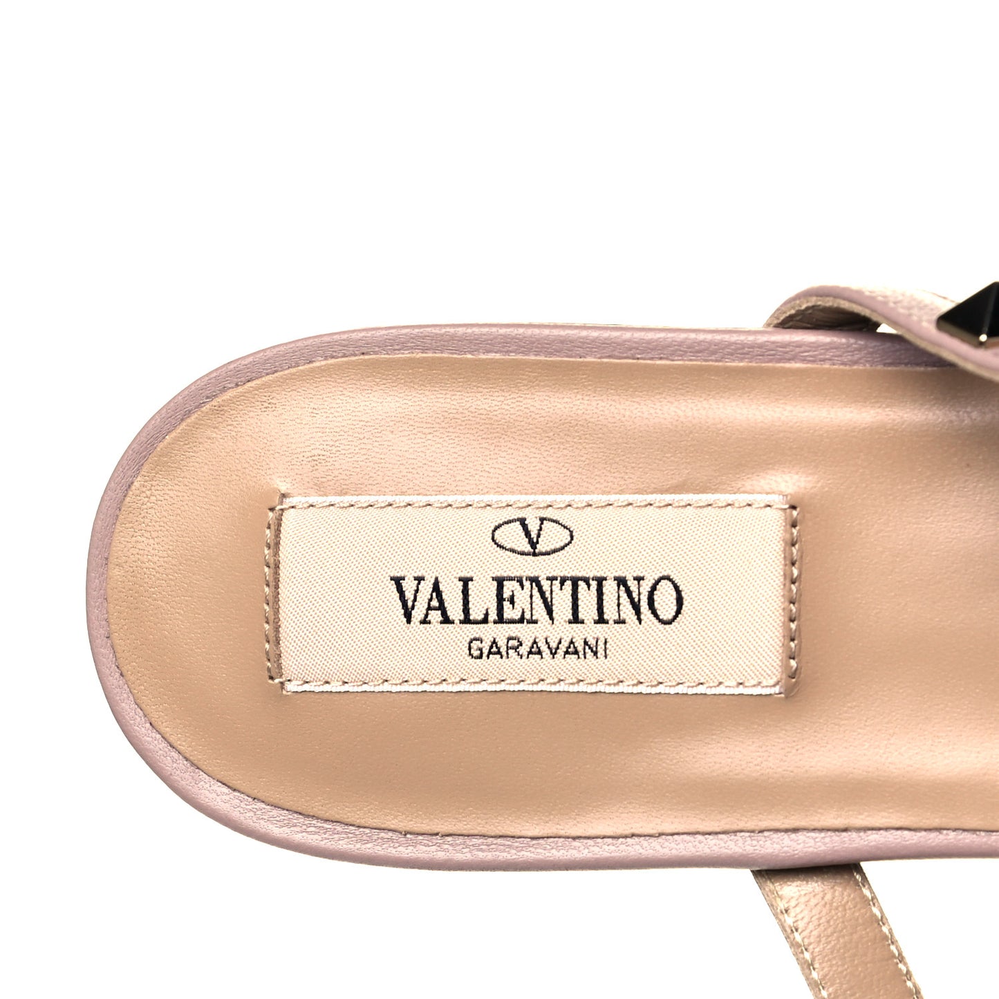 Patent Nappa Rockstud Flat Cage Mules 39.5 Water Rose Poudre