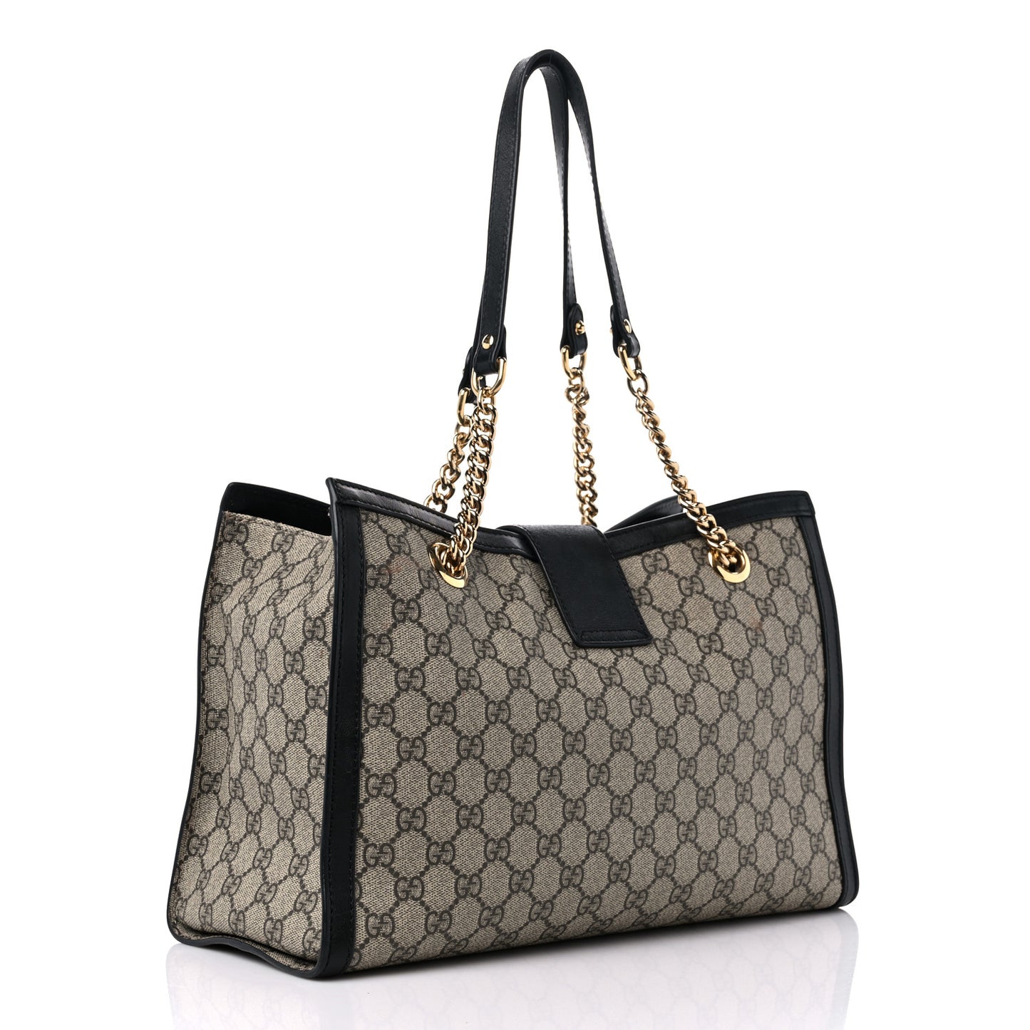 GG Supreme Monogram Medium Padlock Tote Black