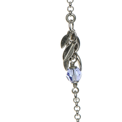 Chanel Baguette Crystal Pearl CC Necklace Purple Silver 4 of 9