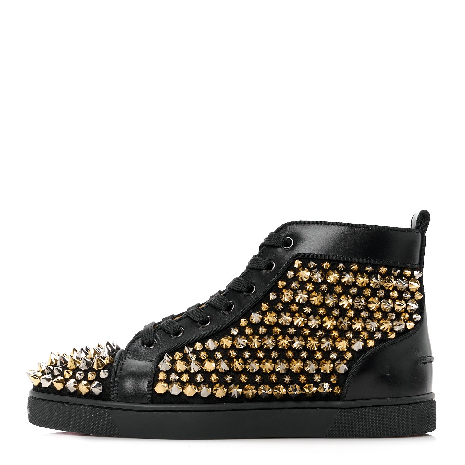 Christian Louboutin Calfskin Louis Spikes Flat Mens Sneakers 40.5 Black 1 of 9