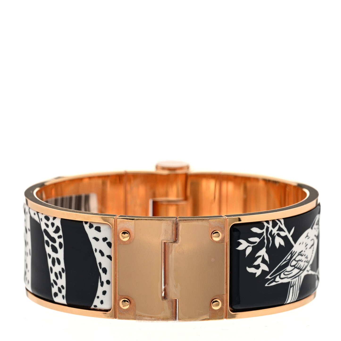 Enamel Printed Wide Charniere Tendresse Feline Tattoo Hinged Bracelet S Positif Negatif
