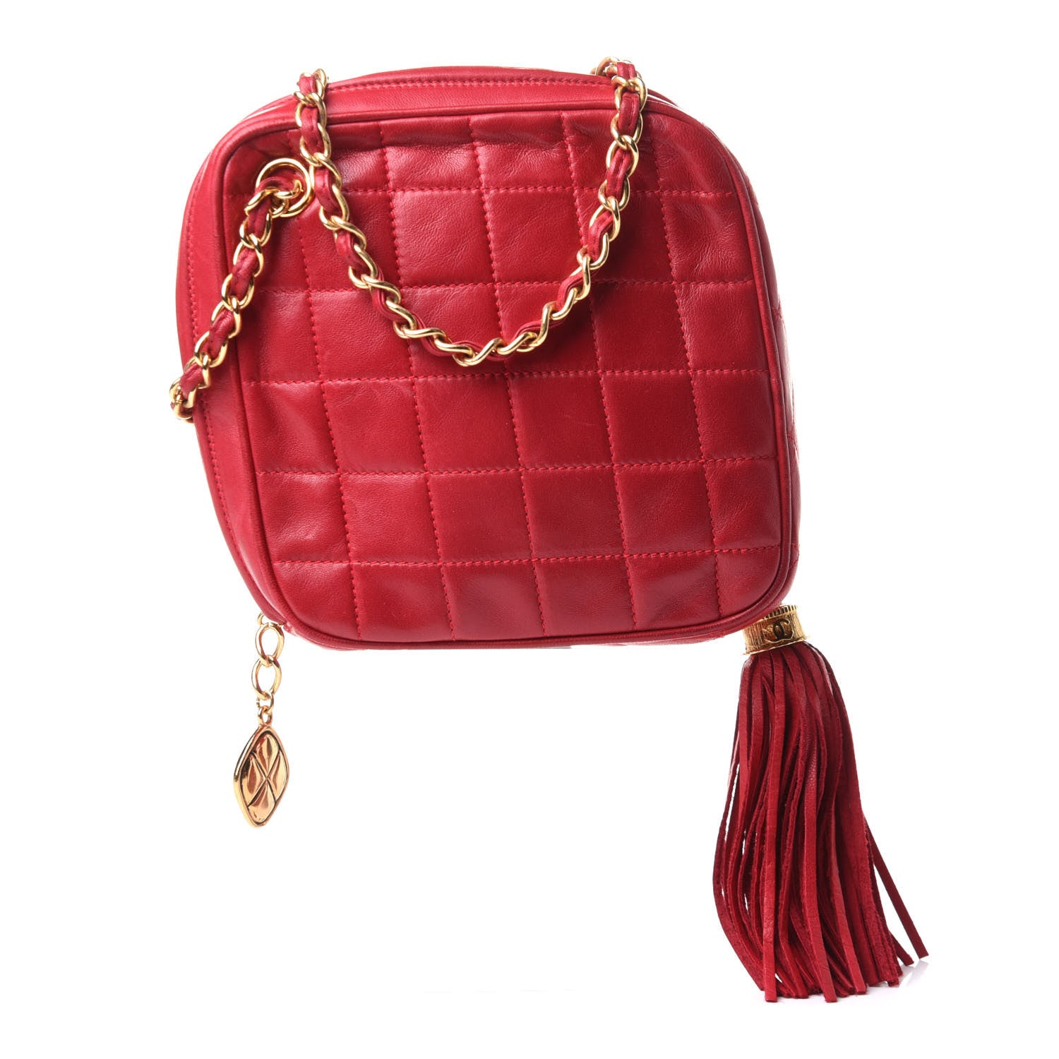 Chanel Lambskin Quilted Tassel Clutch Red 2 of 13
