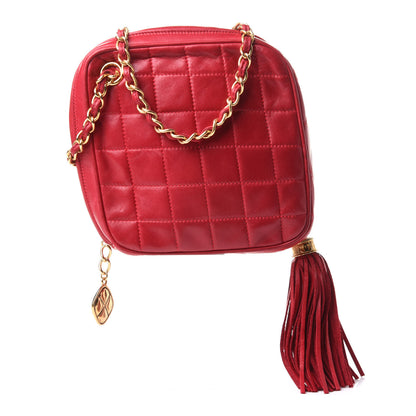 Chanel Lambskin Quilted Tassel Clutch Red 2 of 13