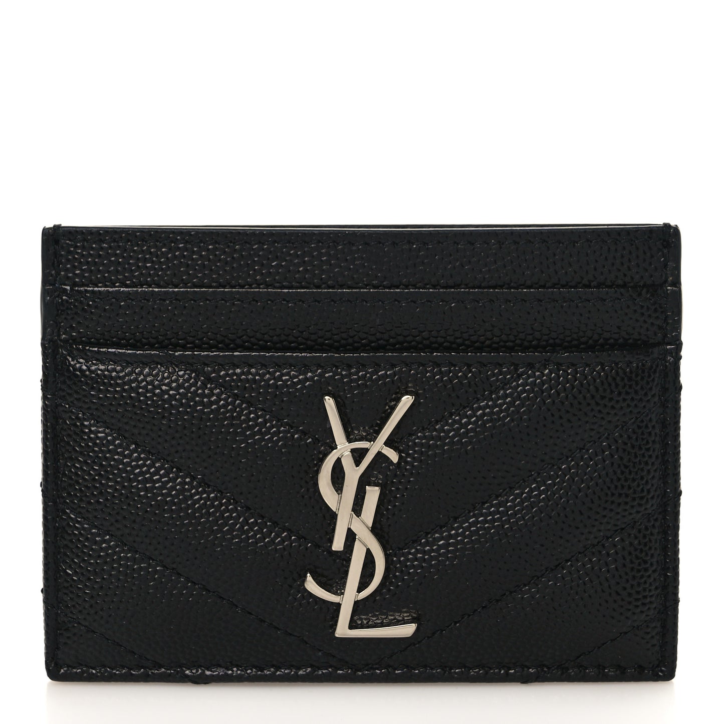 Grain De Poudre Matelasse Chevron Monogram Credit Card Case Black