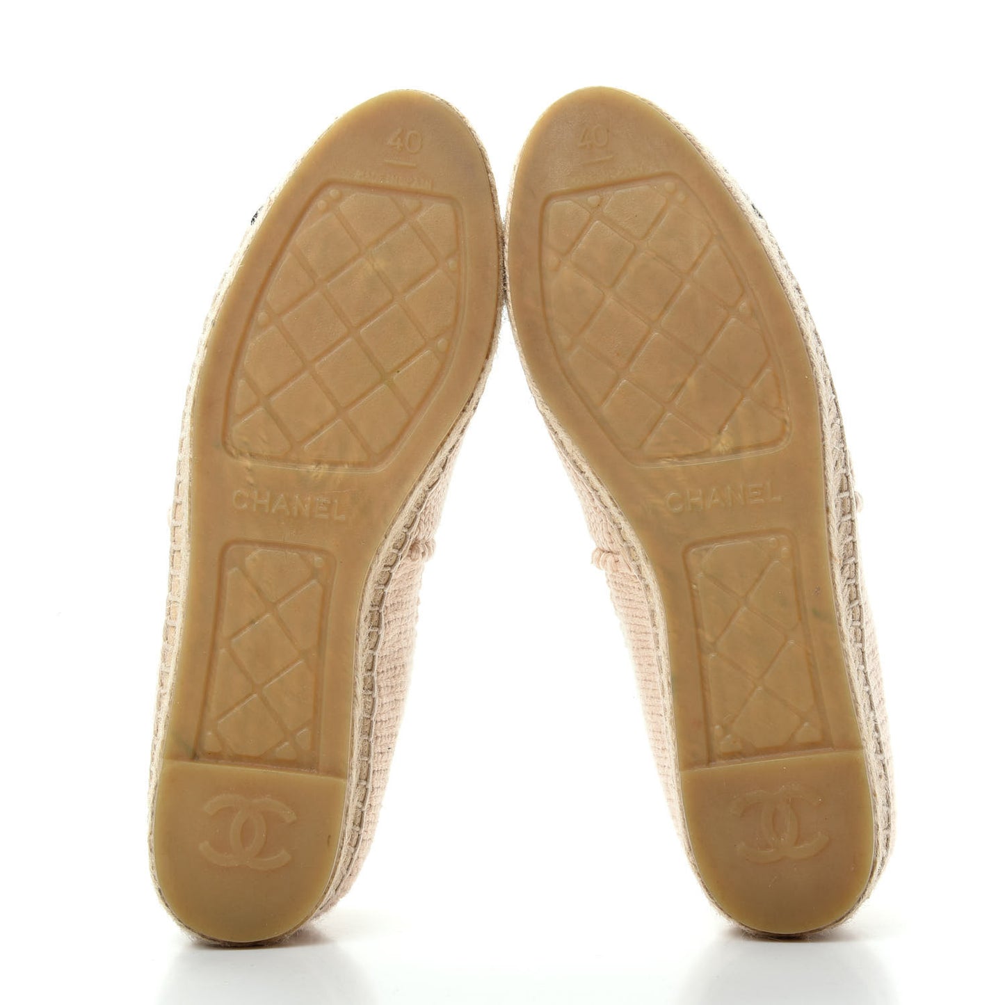 Knitted Wool Lambskin Chain CC Espadrilles 40 Beige