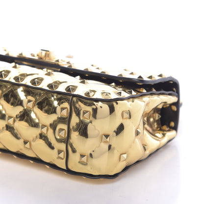 Valentino Garavani Metallic Patent Small Rockstud Spike Shoulder Bag Gold 11 of 11