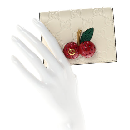 Gucci Guccissima Cherries Card Case Wallet White 2 of 9