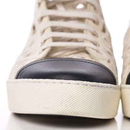 Chanel Grained Goatskin Hollow Out Flower Sneakers 39.5 White Black 10 of 14