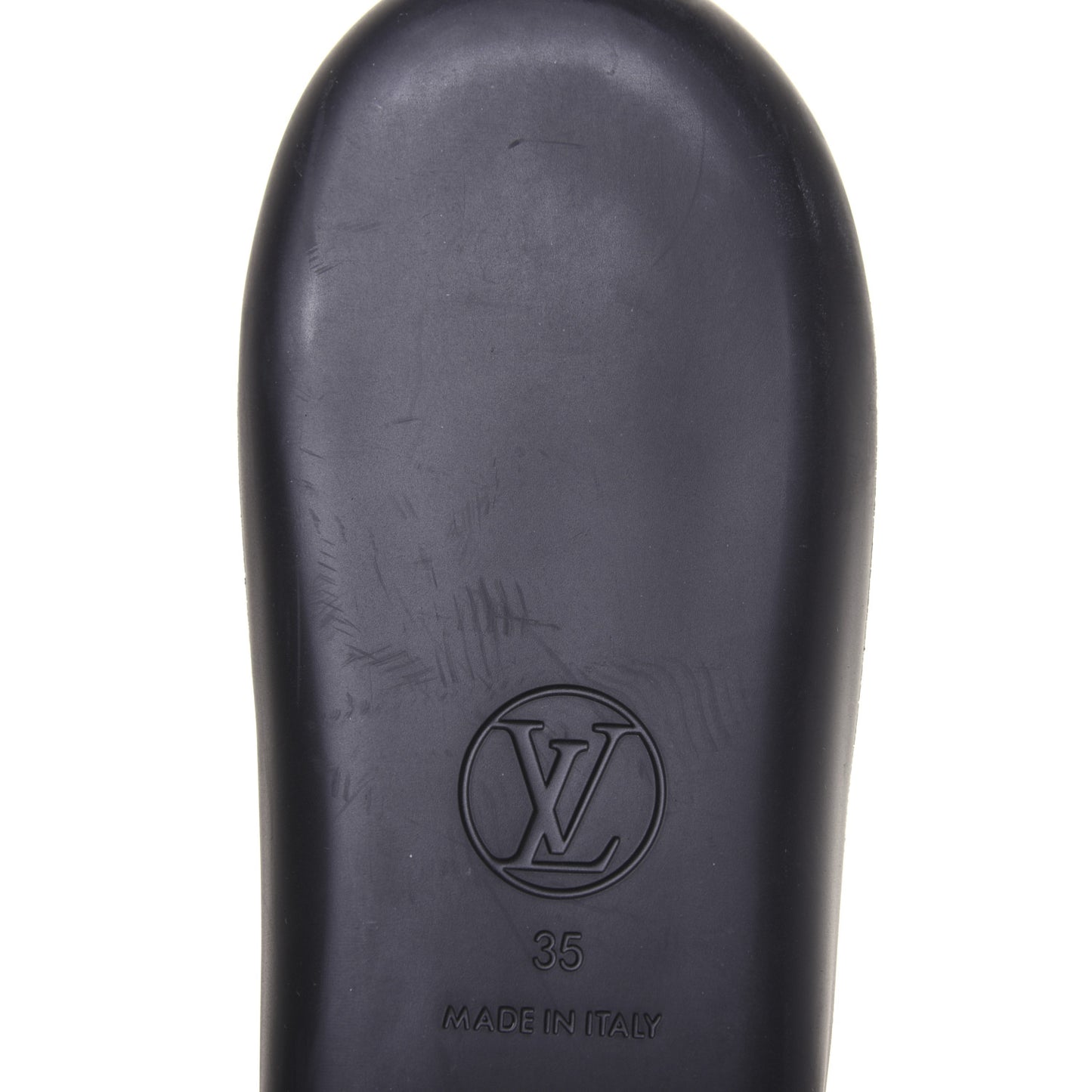 Metallic Calfskin Monogram Logo Sunbath Slide Sandals 35