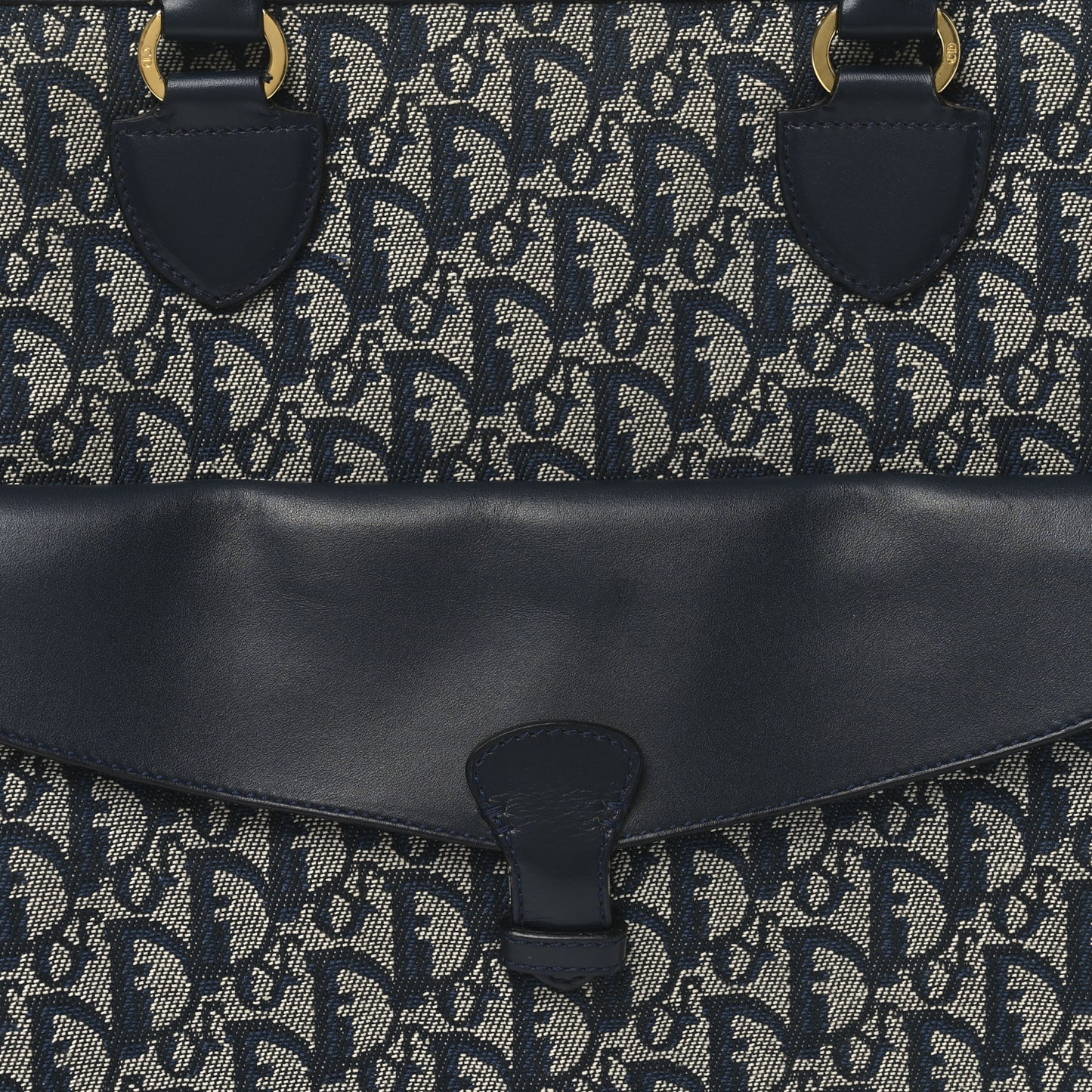 Monogram Calfskin Pocket Tote Navy Blue