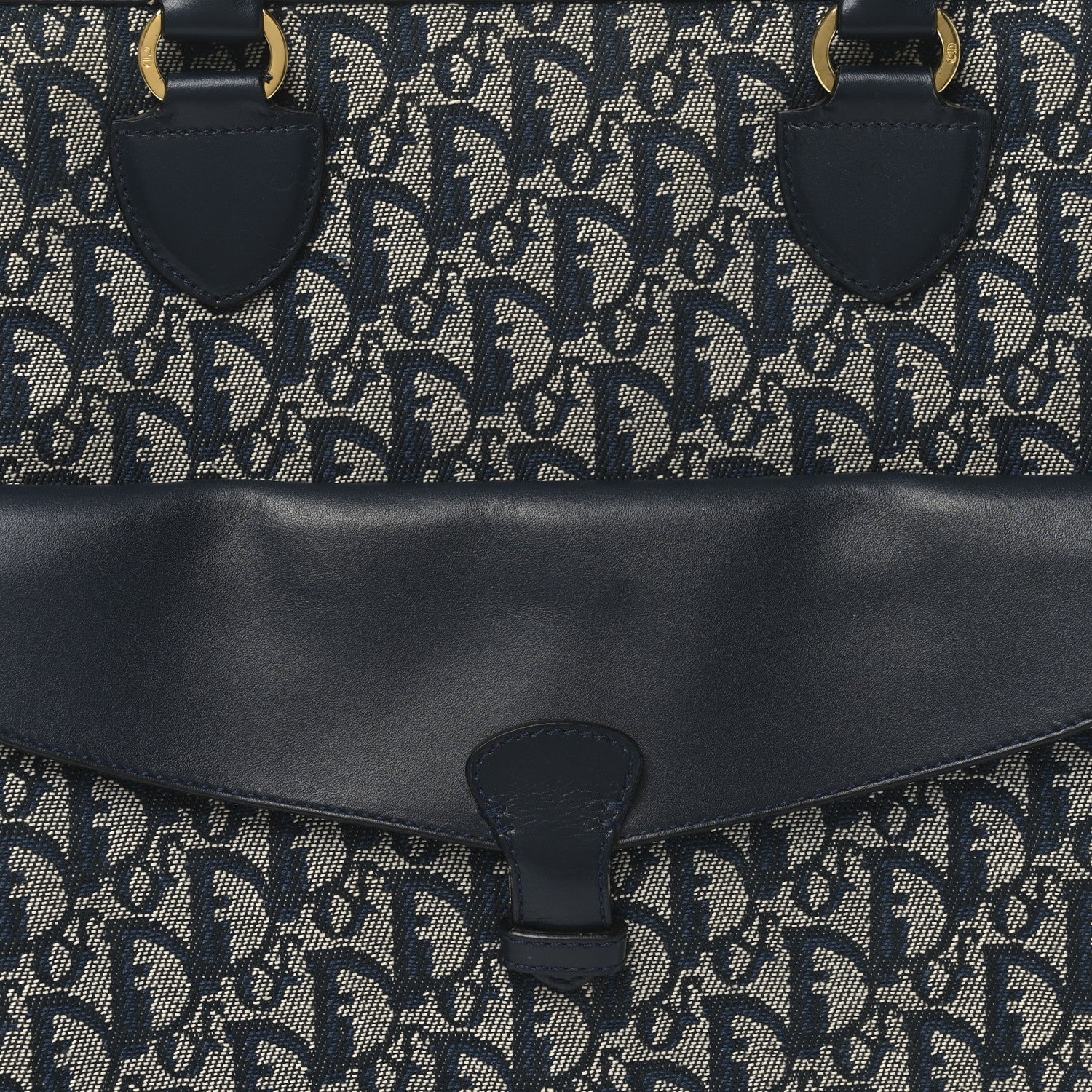 Christian Dior Monogram Calfskin Pocket Tote Navy Blue 8 of 10