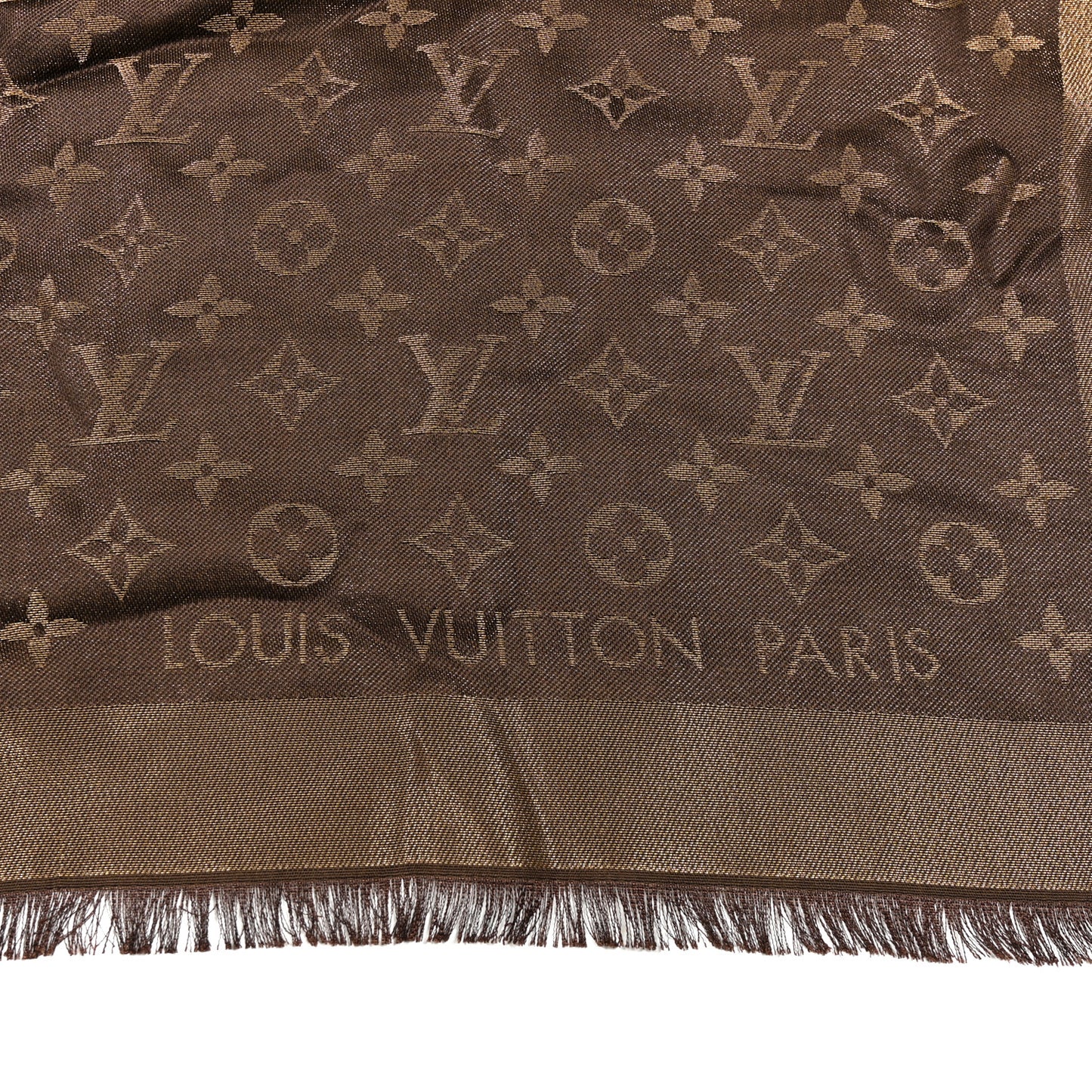 Silk Lurex Wool Monogram Shine Shawl Marron