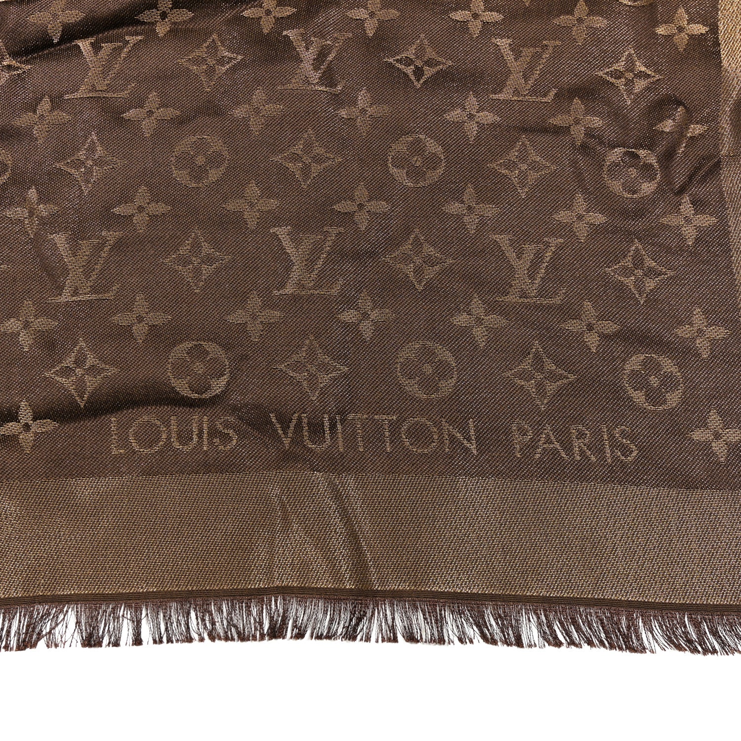 Louis Vuitton Silk Lurex Wool Monogram Shine Shawl Marron 2 of 3
