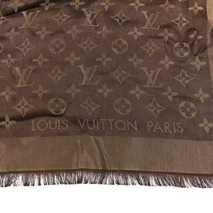 Louis Vuitton Silk Lurex Wool Monogram Shine Shawl Marron 2 of 3