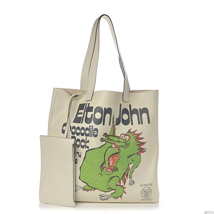 Gucci Calfskin Elton John Crocodile Rock Large Tote Off White 1 of 19