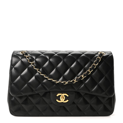 Chanel Lambskin Quilted Jumbo Double Flap Black 1 of 19